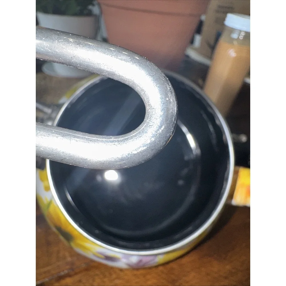 Pioneer Woman Flower Garden Tea Kettle 2.3 Qt Enameled  Chrome  Pot Retired (RV)